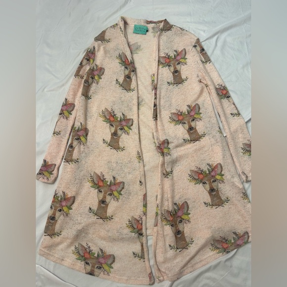Judith March Sweaters - Judith March Women's Floral Deer Print Cardigan Sweater S Boho Pockets